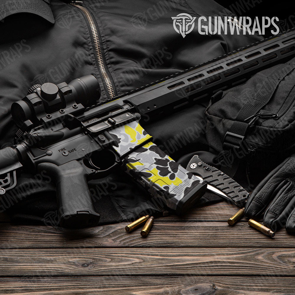 Old School Duck Yellow Tiger AR-15 Mag & Mag Well Gun Skin Vinyl Wrap