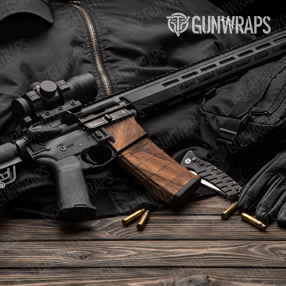 Woodgrain Dallas AR-15 Mag & Mag Well Gun Skin Vinyl Wrap