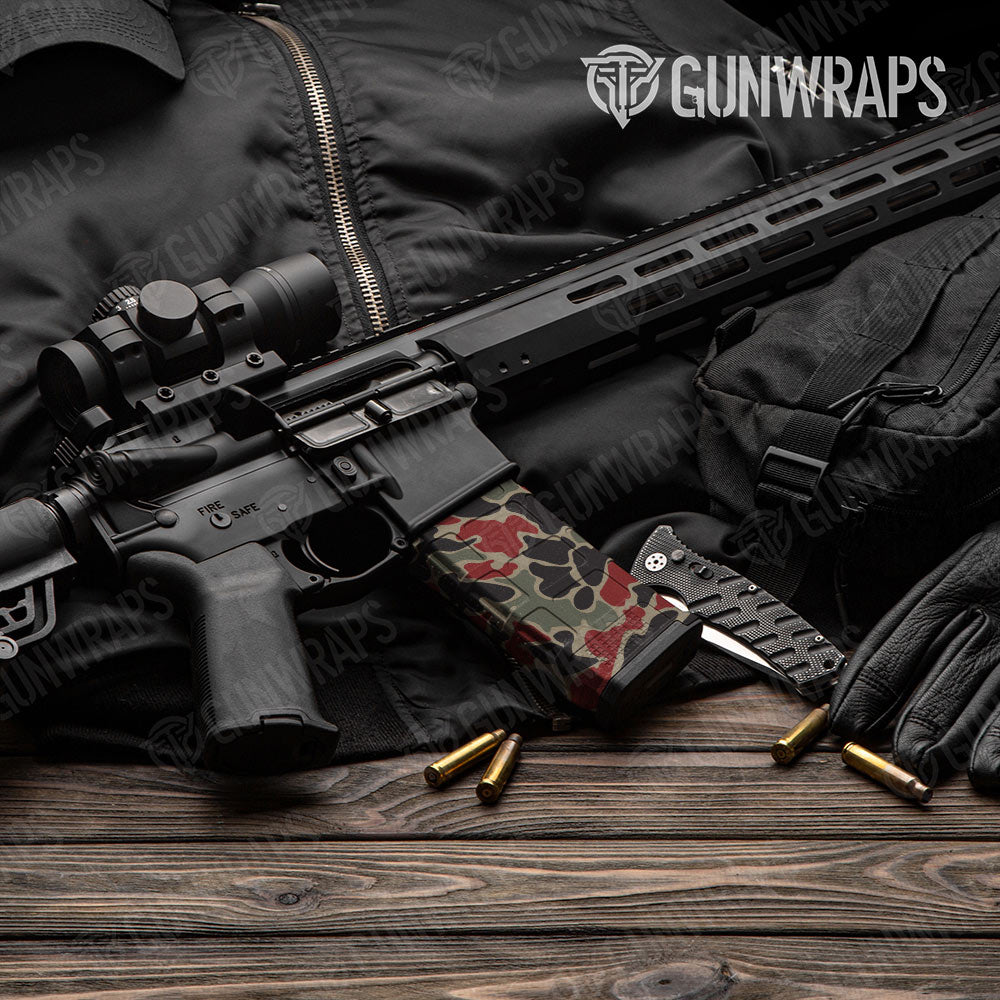 Old School Duck Militant Red AR-15 Mag Gun Skin Vinyl Wrap