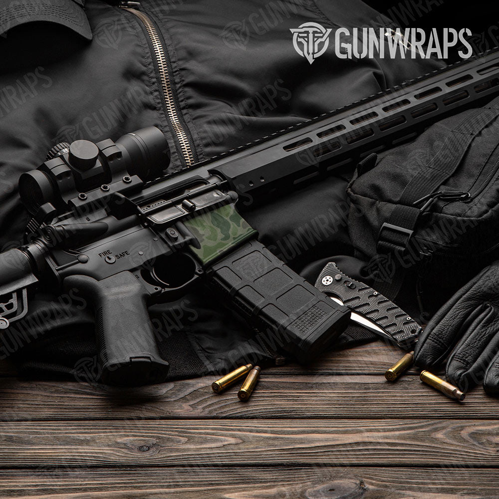 Old School Duck Army Dark Green AR-15 Mag Well Gun Skin Vinyl Wrap