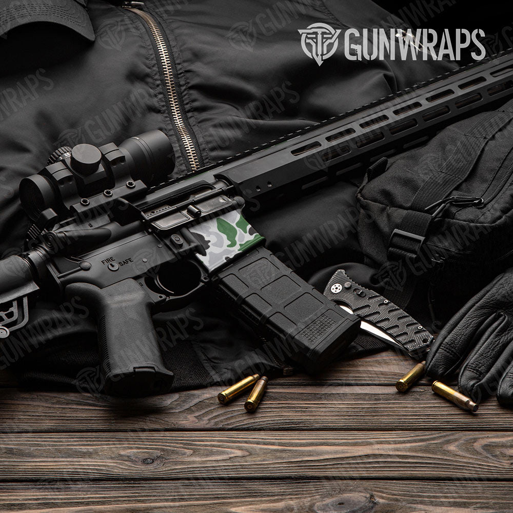 Old School Duck Green Tiger AR-15 Mag Well Gun Skin Vinyl Wrap