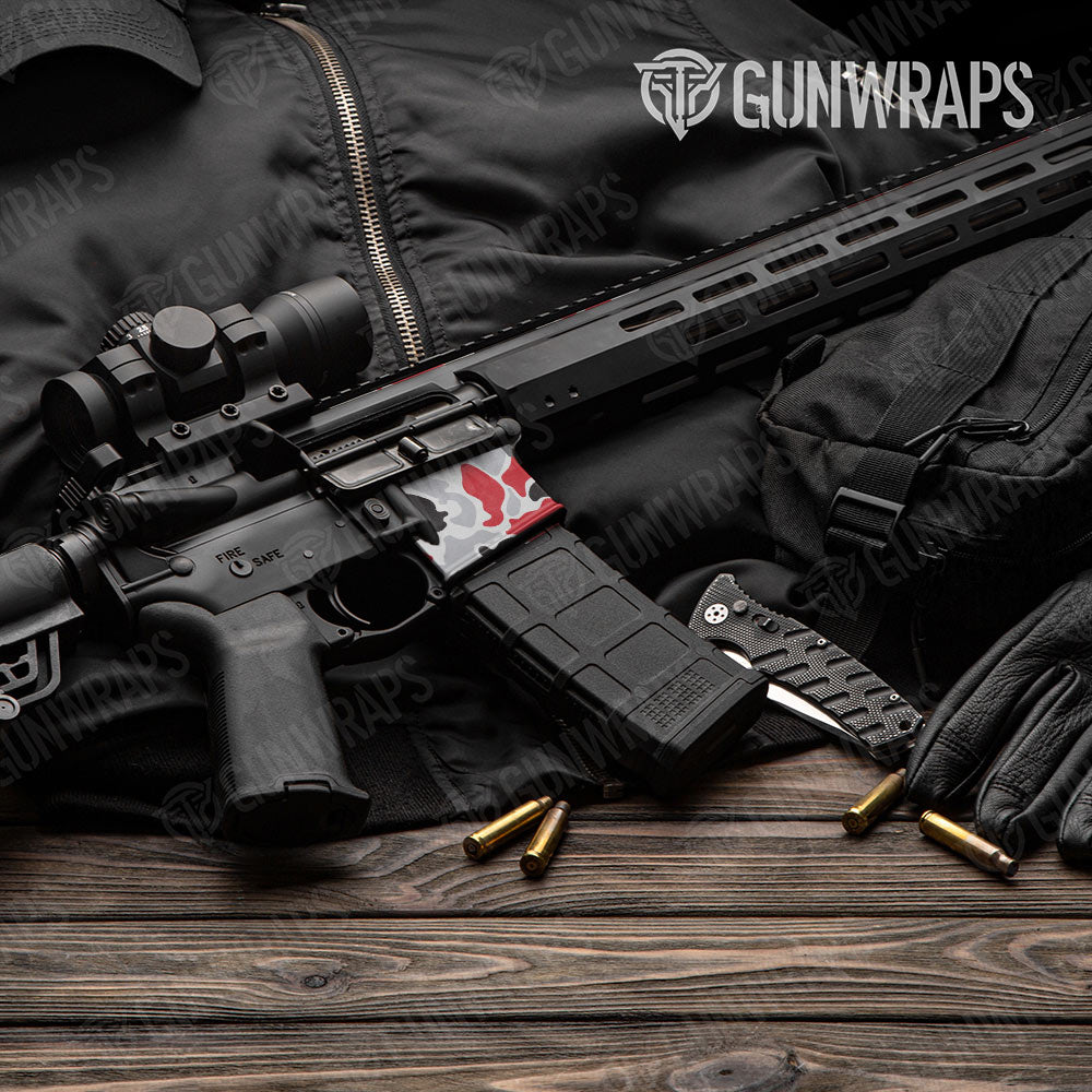 Old School Duck Red Tiger AR-15 Mag Well Gun Skin Vinyl Wrap