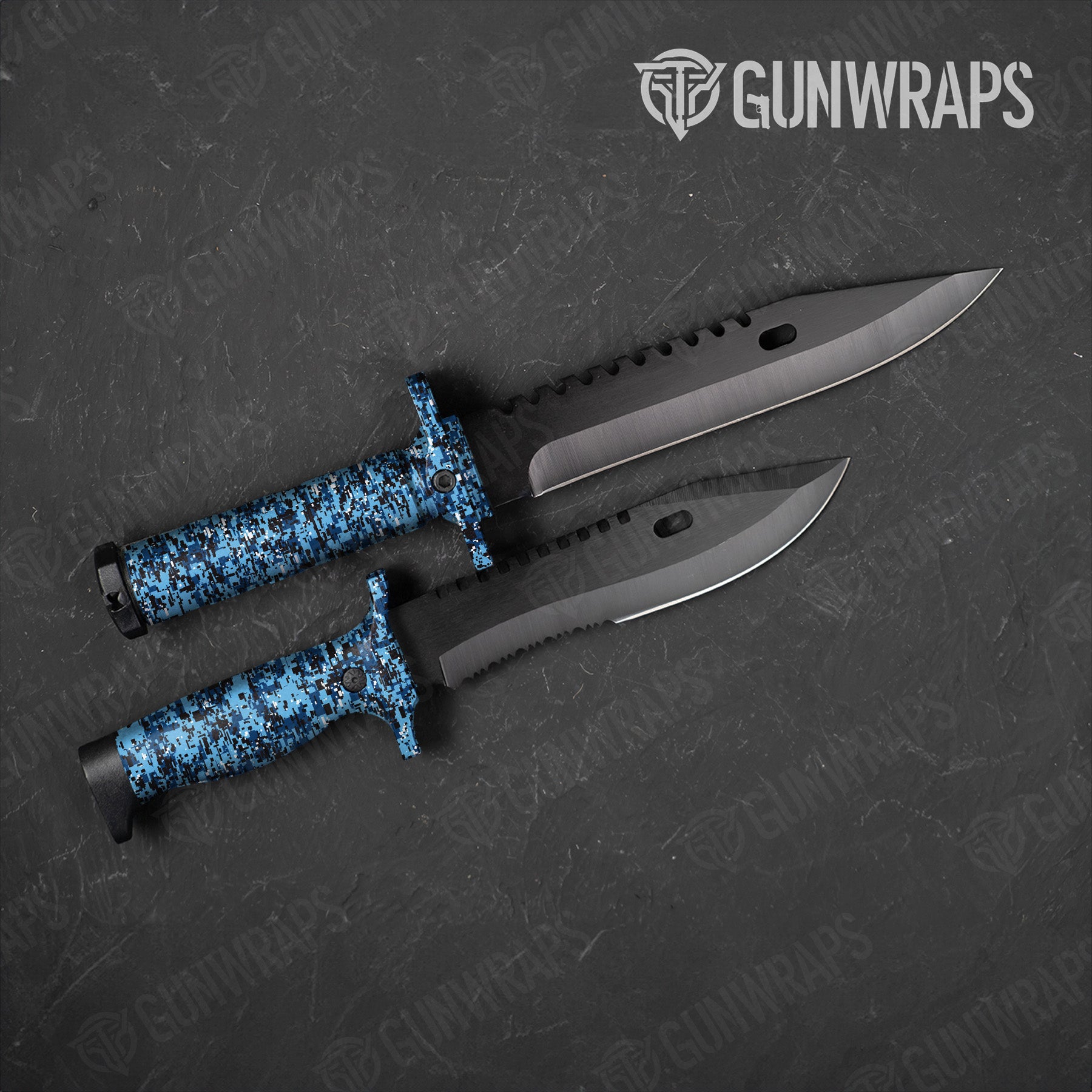Digital Baby Blue Camo Knife Gear Skin Vinyl Wrap