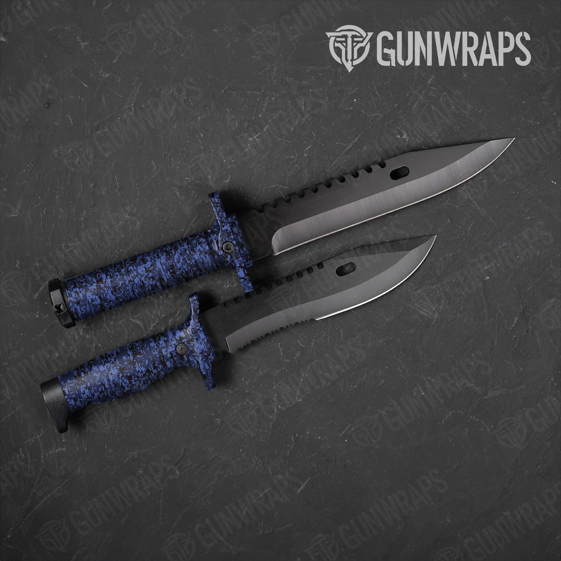 Digital Blue Midnight Camo Knife Gear Skin Vinyl Wrap