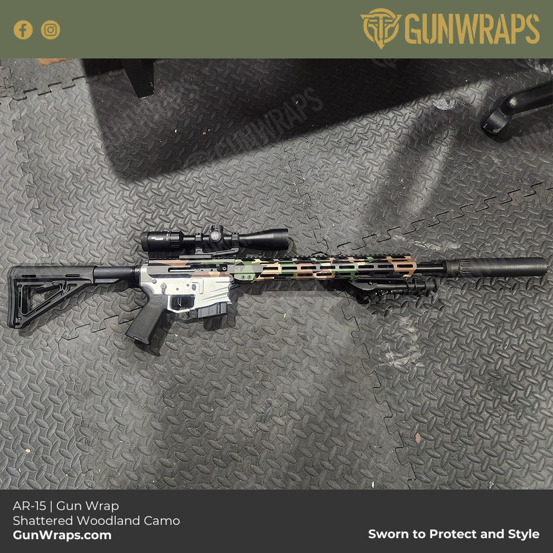 shattered woodland camo ar15 wrap