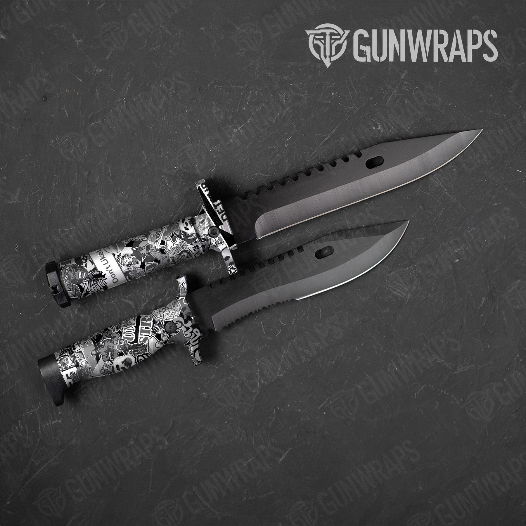 Stickerbomb Grey Knife Gear Skin Vinyl Wrap