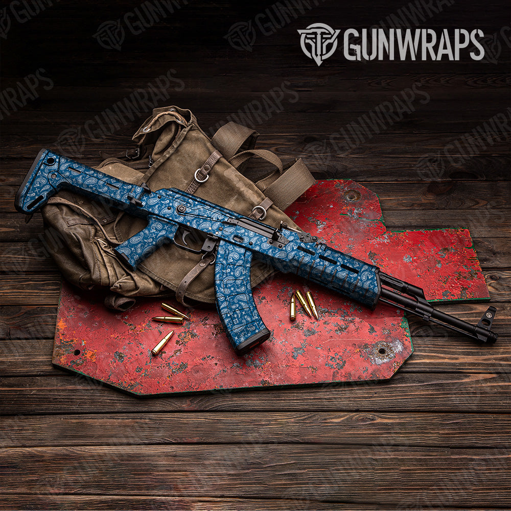 Bandana Blue White AK 47 Gun Skin Vinyl Wrap