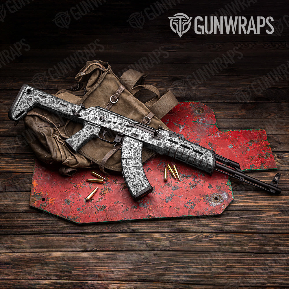 Bandana White Black AK 47 Gun Skin Vinyl Wrap