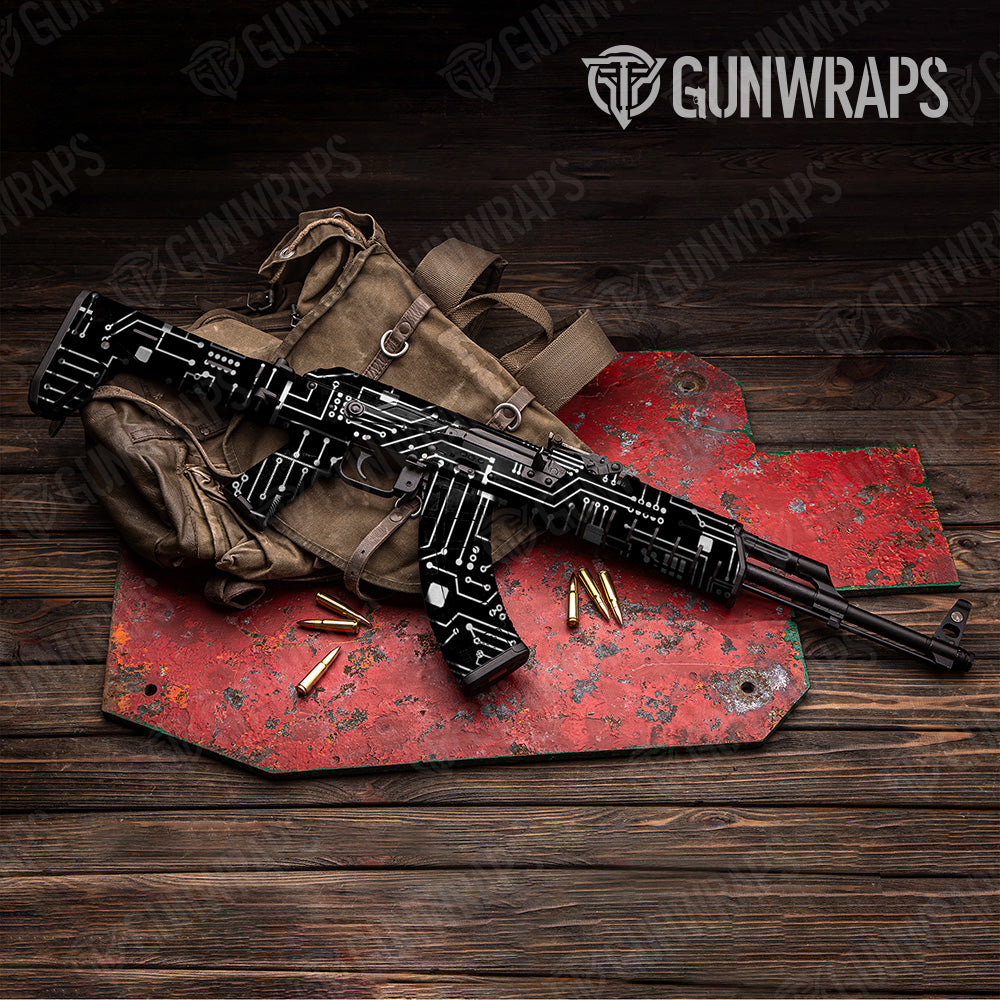 Circuit Board White AK 47 Gun Skin Vinyl Wrap