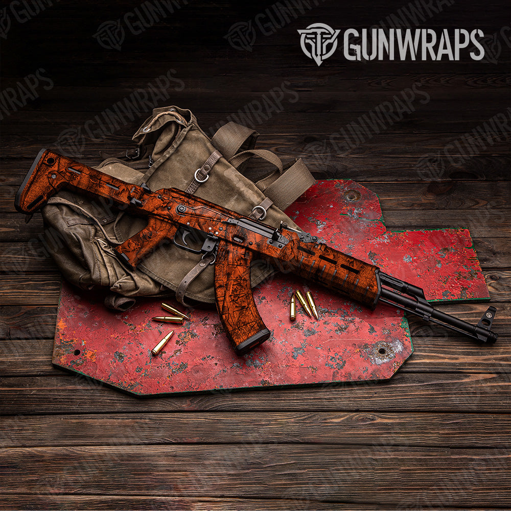 Nature Orange Forest Camo AK 47 Gun Skin Vinyl Wrap