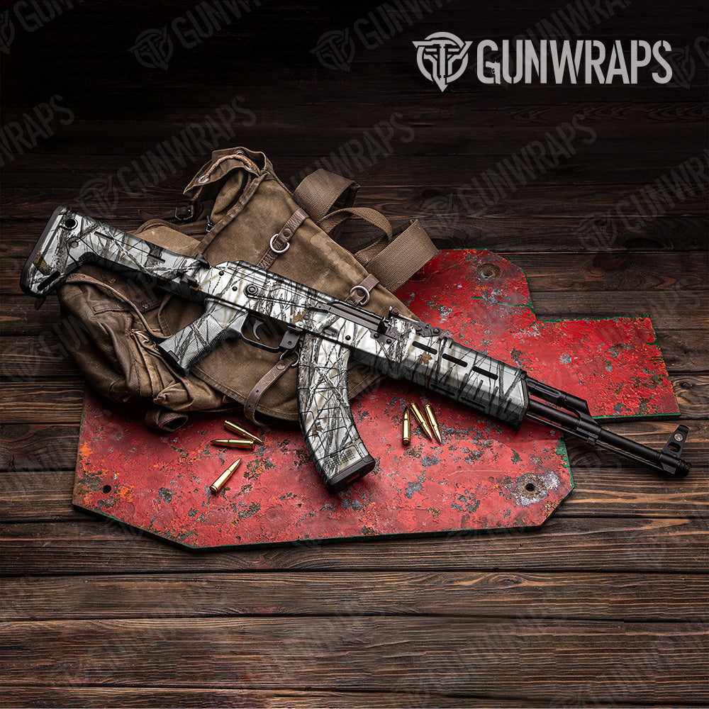 Nature Snowstorm Camo AK 47 Gun Skin Vinyl Wrap