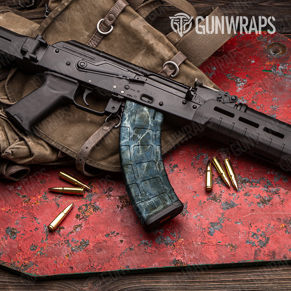 Stone Blue Bordeaux Marble AK 47 Mag Gun Skin Vinyl Wrap