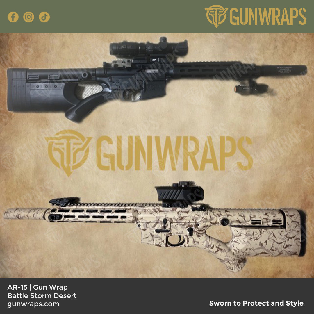 AR 15 Battle Storm Desert Camo Gun Skin Vinyl Wrap