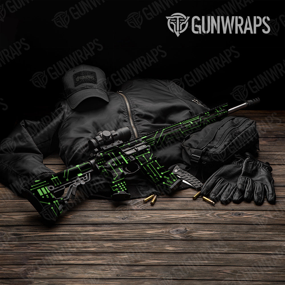 Circuit Board Green AR 15 Gun Skin Vinyl Wrap