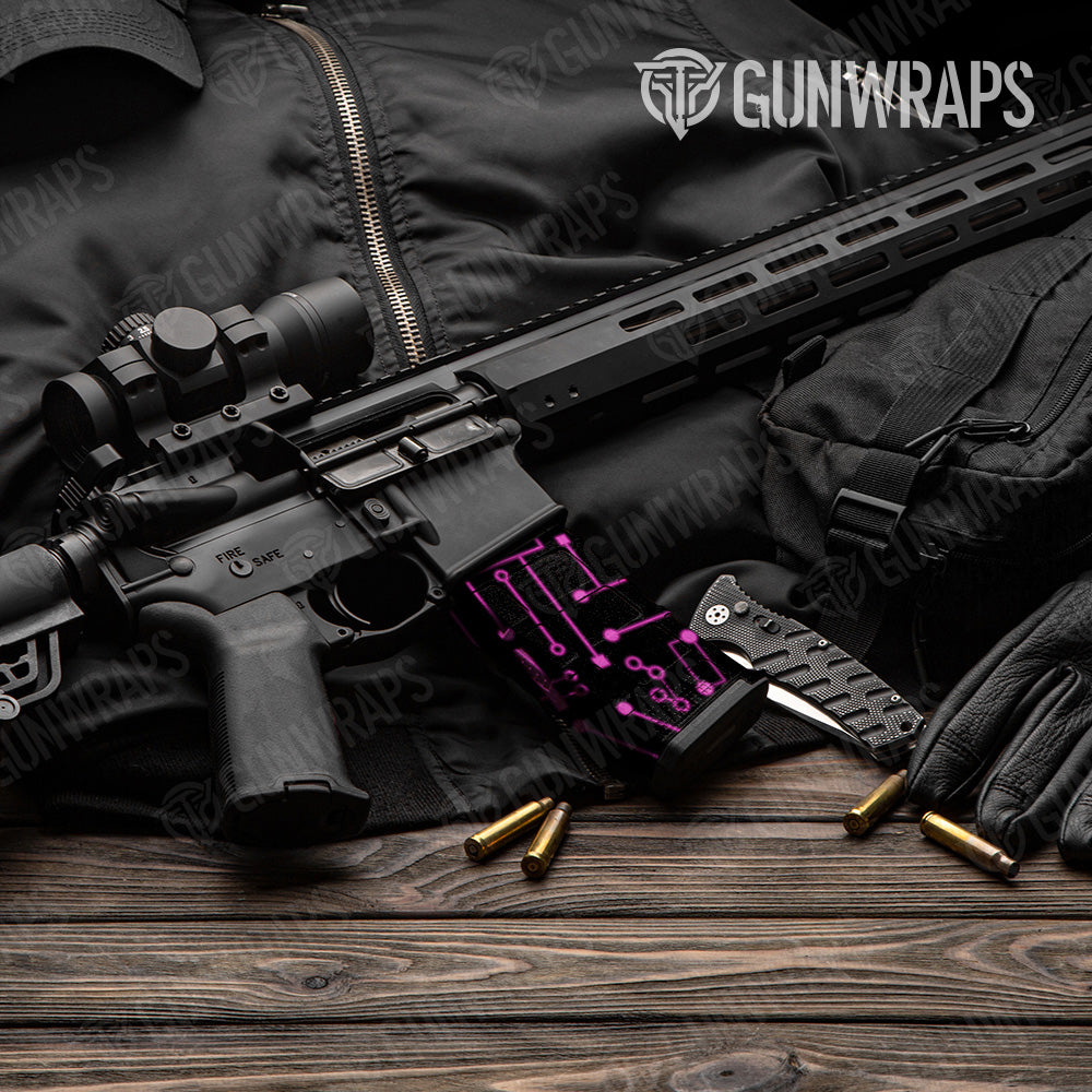 Circuit Board Magenta AR 15 Mag Gun Skin Vinyl Wrap