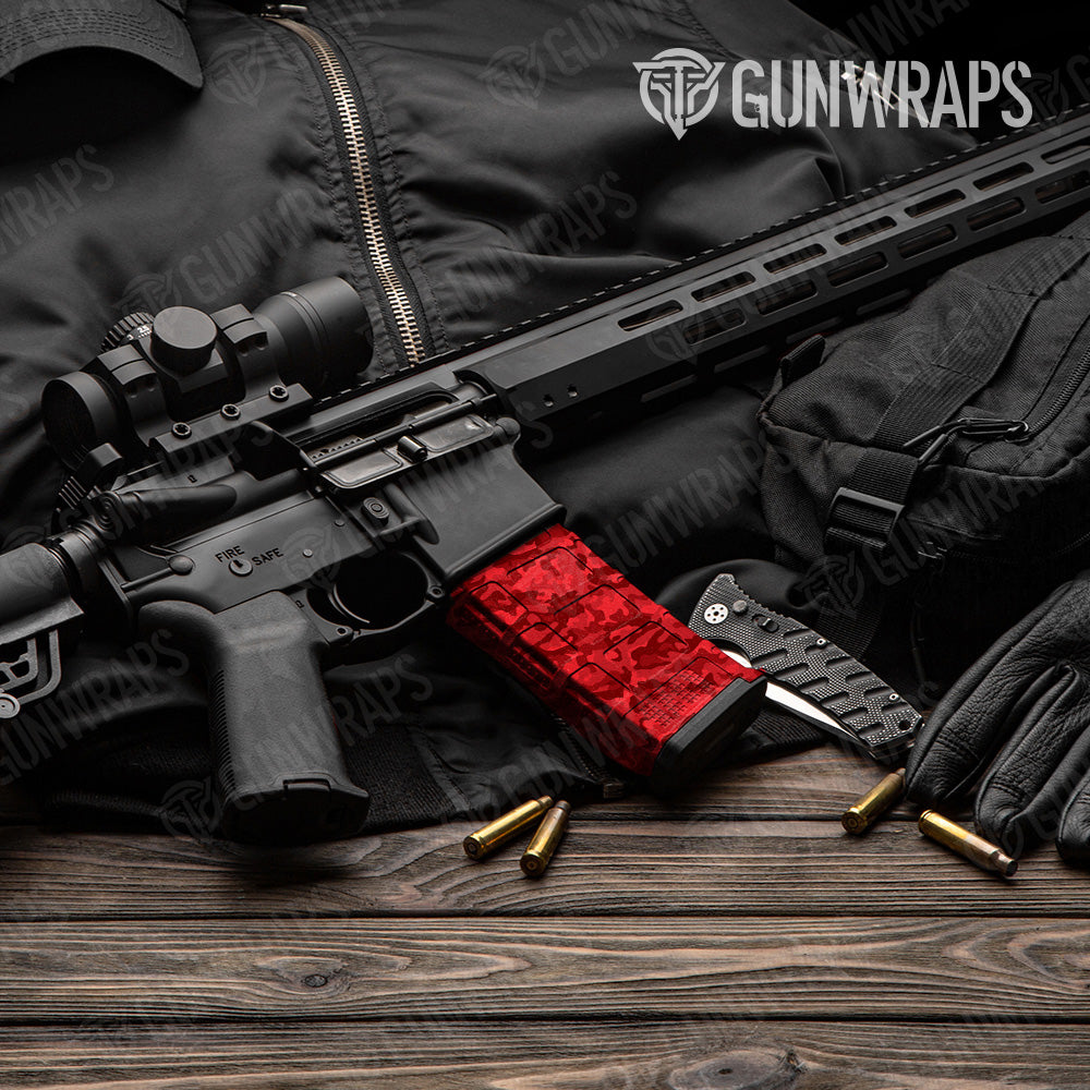 Classic Elite Red Camo AR 15 Mag Gun Skin Vinyl Wrap