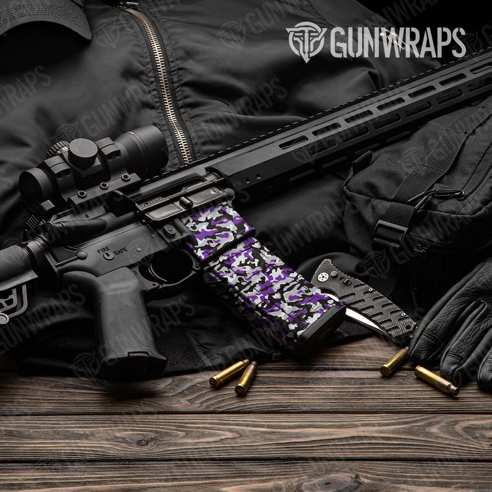 Classic Purple Tiger Camo AR 15 Mag & Mag Well Gun Skin Vinyl Wrap