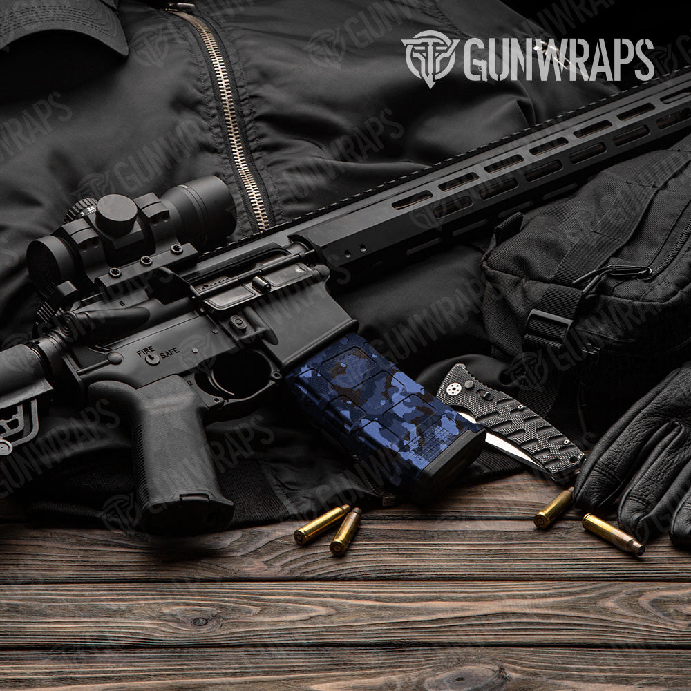 Cumulus Blue Midnight Camo AR 15 Mag Gun Skin Vinyl Wrap