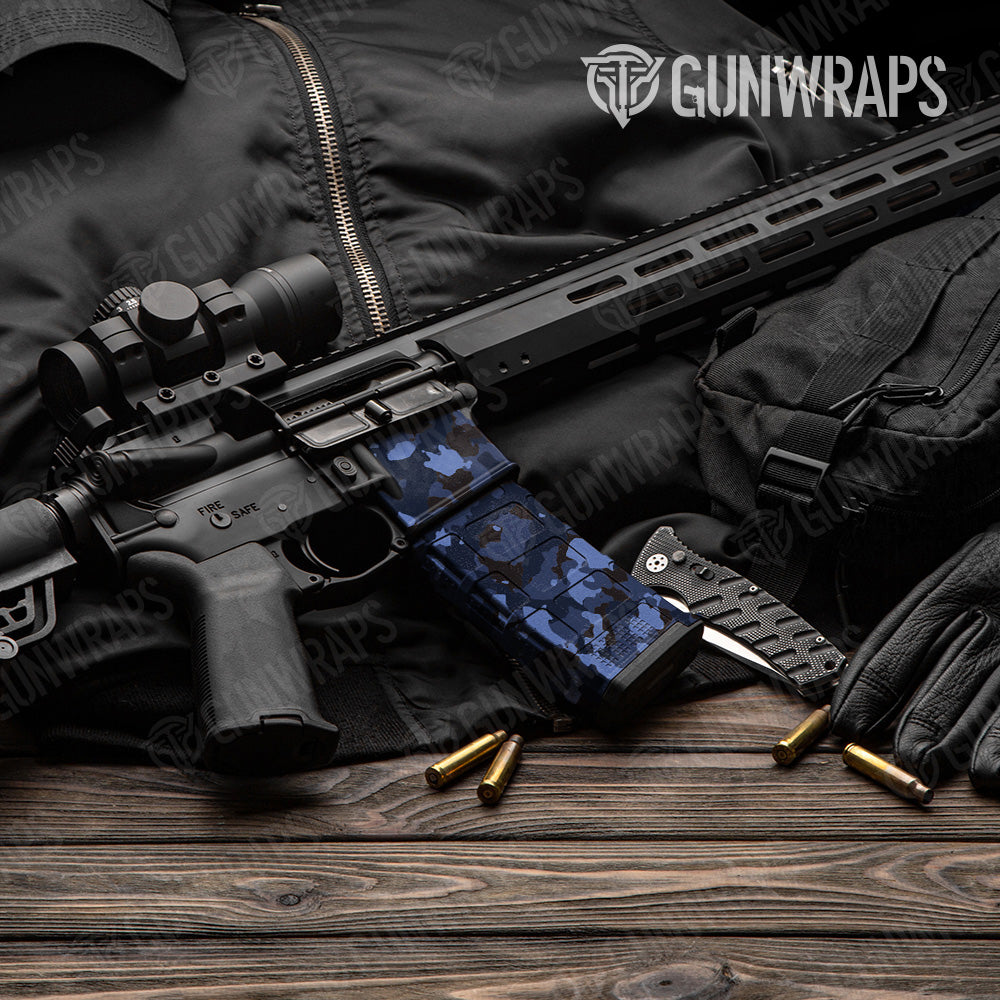 Cumulus Blue Midnight Camo AR 15 Mag & Mag Well Gun Skin Vinyl Wrap