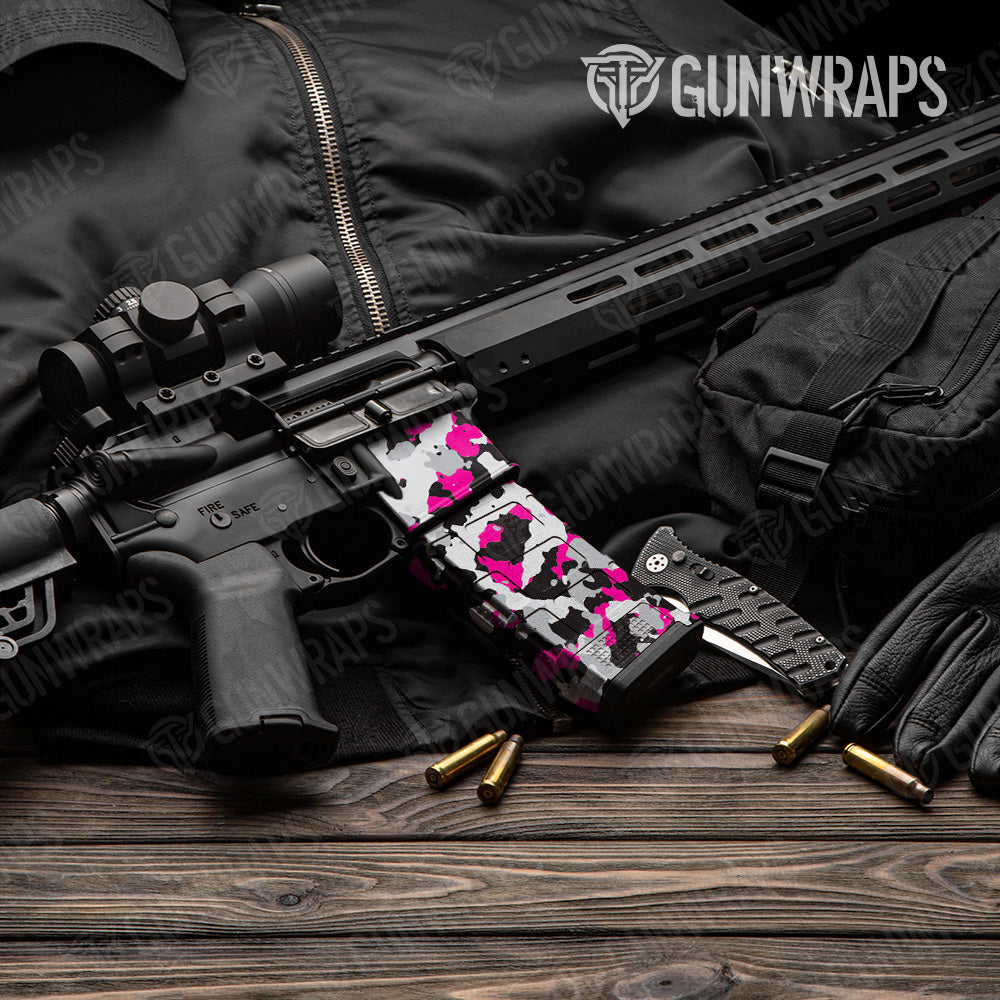 Cumulus Magenta Tiger Camo AR 15 Mag & Mag Well Gun Skin Vinyl Wrap