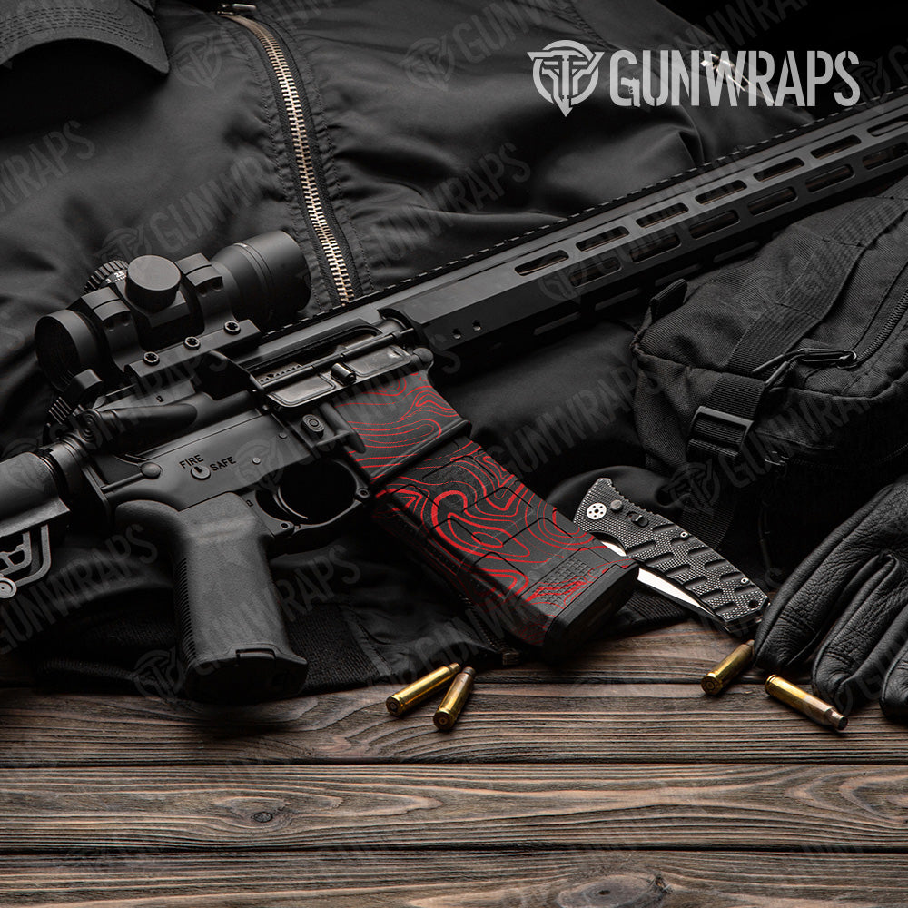 Damascus Red AR 15 Mag & Mag Well Gun Skin Vinyl Wrap