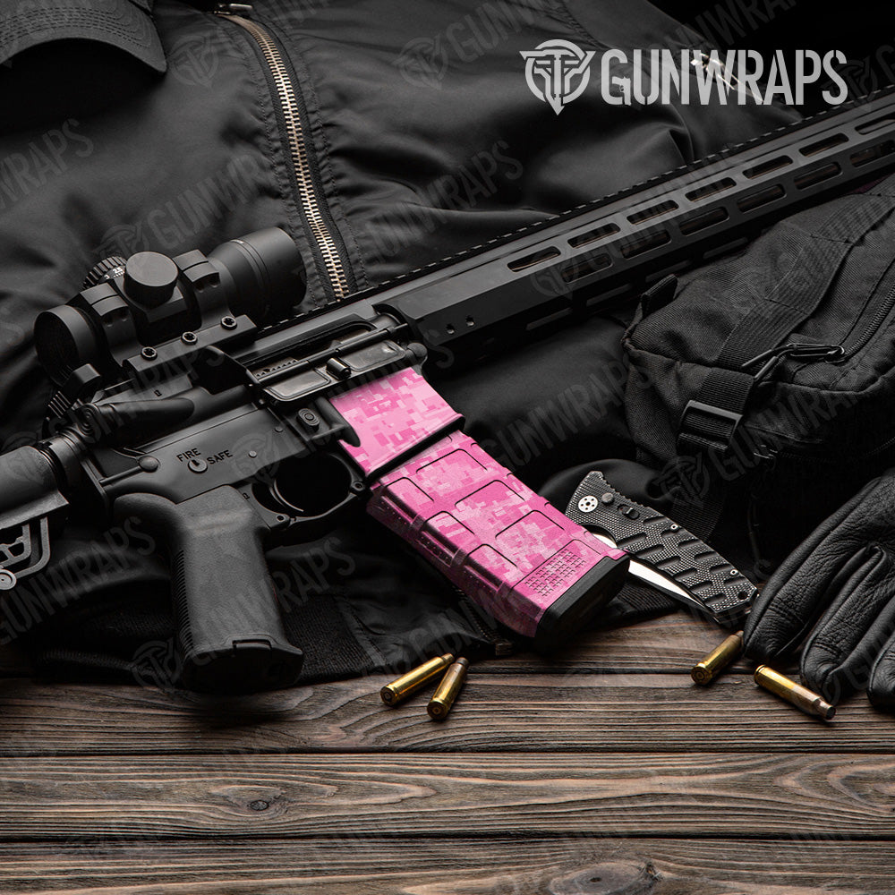 Digital Elite Pink Camo AR 15 Mag & Mag Well Gun Skin Vinyl Wrap