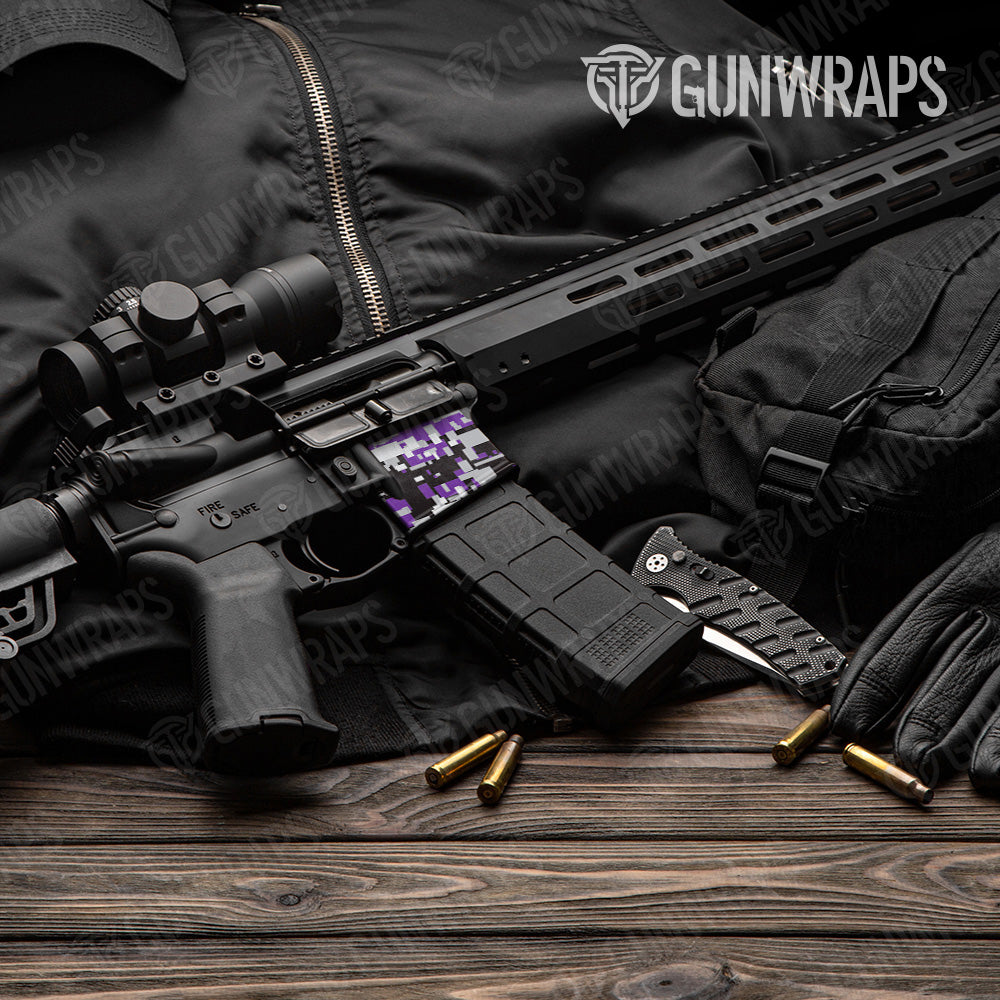 Digital Purple Tiger Camo AR 15 Mag Well Gun Skin Vinyl Wrap