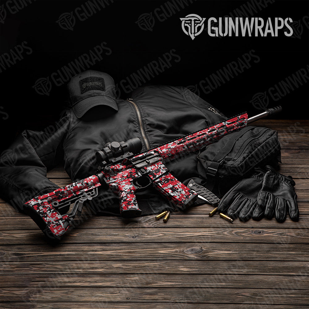 Digital Red Tiger Camo AR 15 Gun Skin Vinyl Wrap