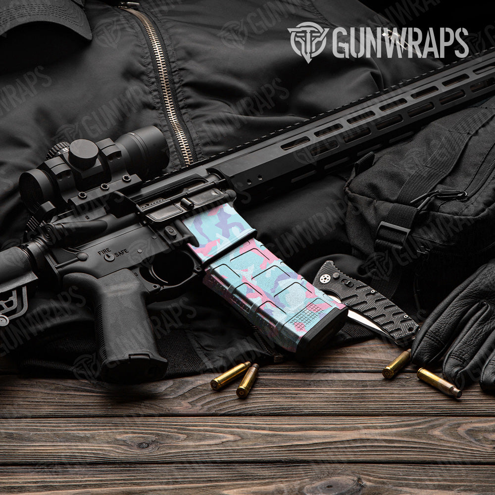 Erratic Cotton Candy Camo AR 15 Mag & Mag Well Gun Skin Vinyl Wrap