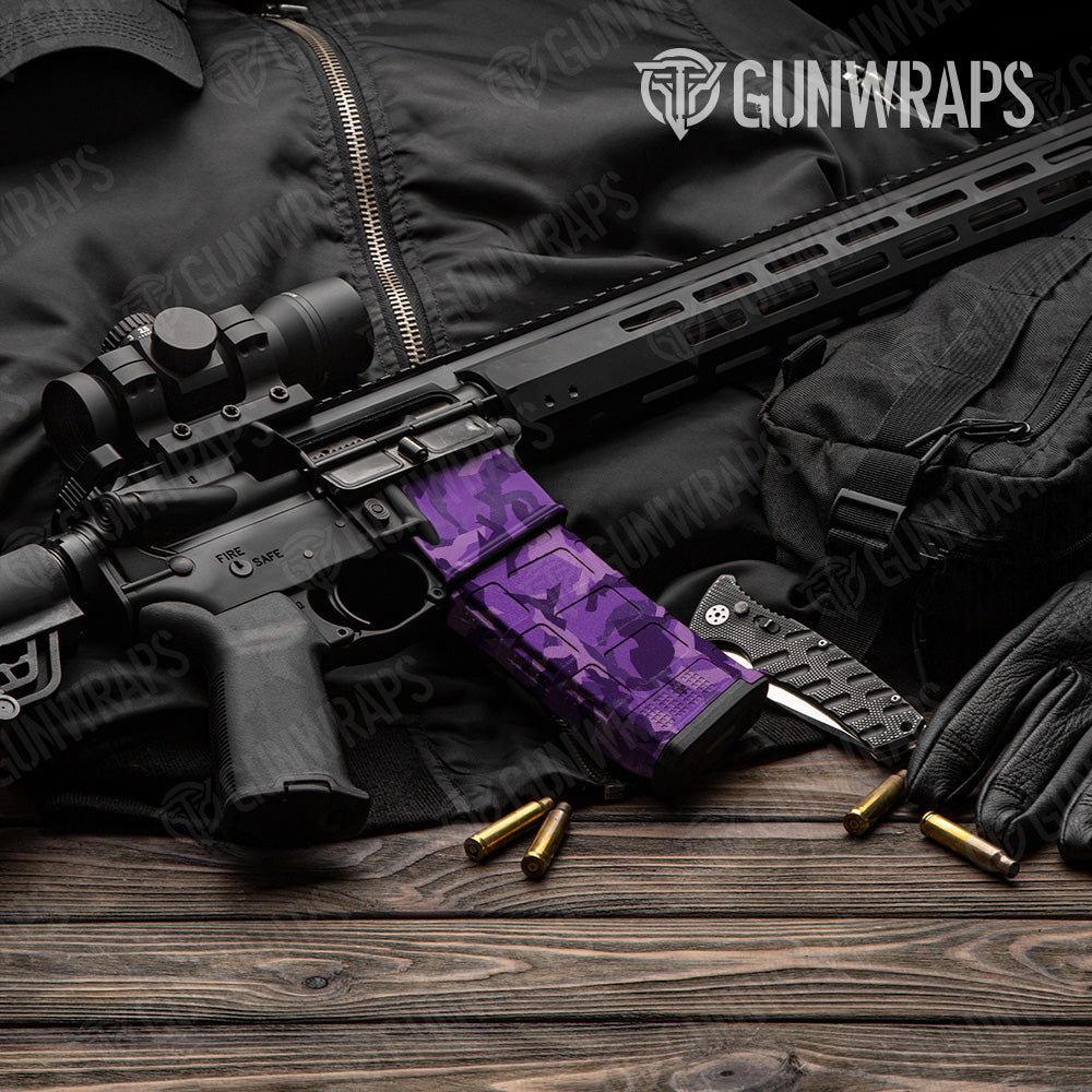 Erratic Elite Purple Camo AR 15 Mag & Mag Well Gun Skin Vinyl Wrap