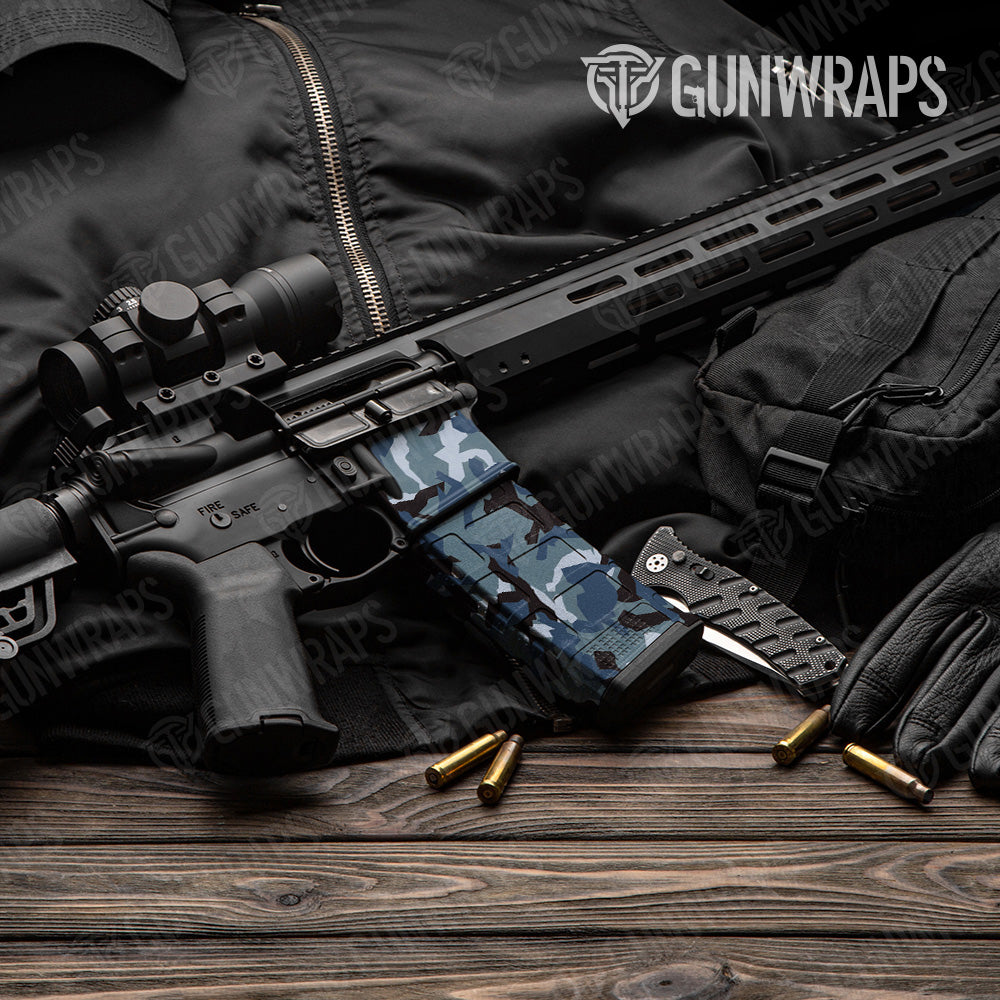 Erratic Navy Camo AR 15 Mag & Mag Well Gun Skin Vinyl Wrap