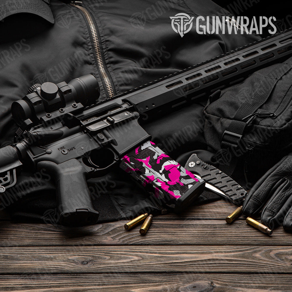 Erratic Magenta Tiger Camo AR 15 Mag Gun Skin Vinyl Wrap