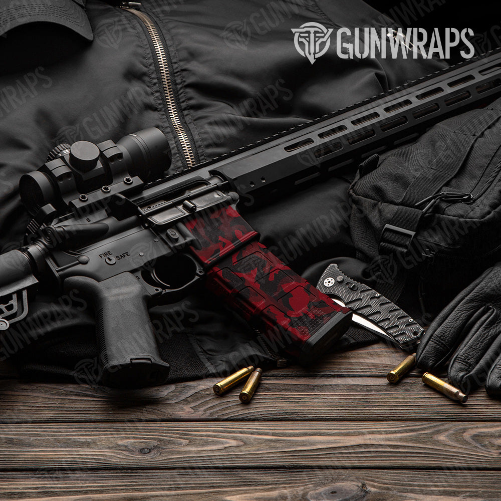 Erratic Vampire Red Camo AR 15 Mag & Mag Well Gun Skin Vinyl Wrap