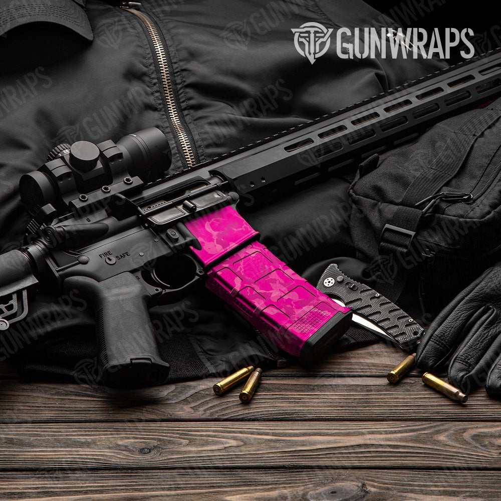 Ragged Elite Magenta Camo AR 15 Mag & Mag Well Gun Skin Vinyl Wrap
