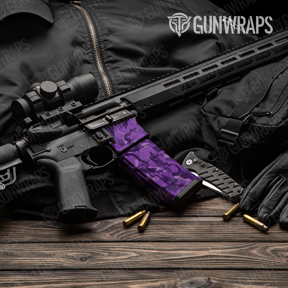 Ragged Elite Purple Camo AR 15 Mag & Mag Well Gun Skin Vinyl Wrap