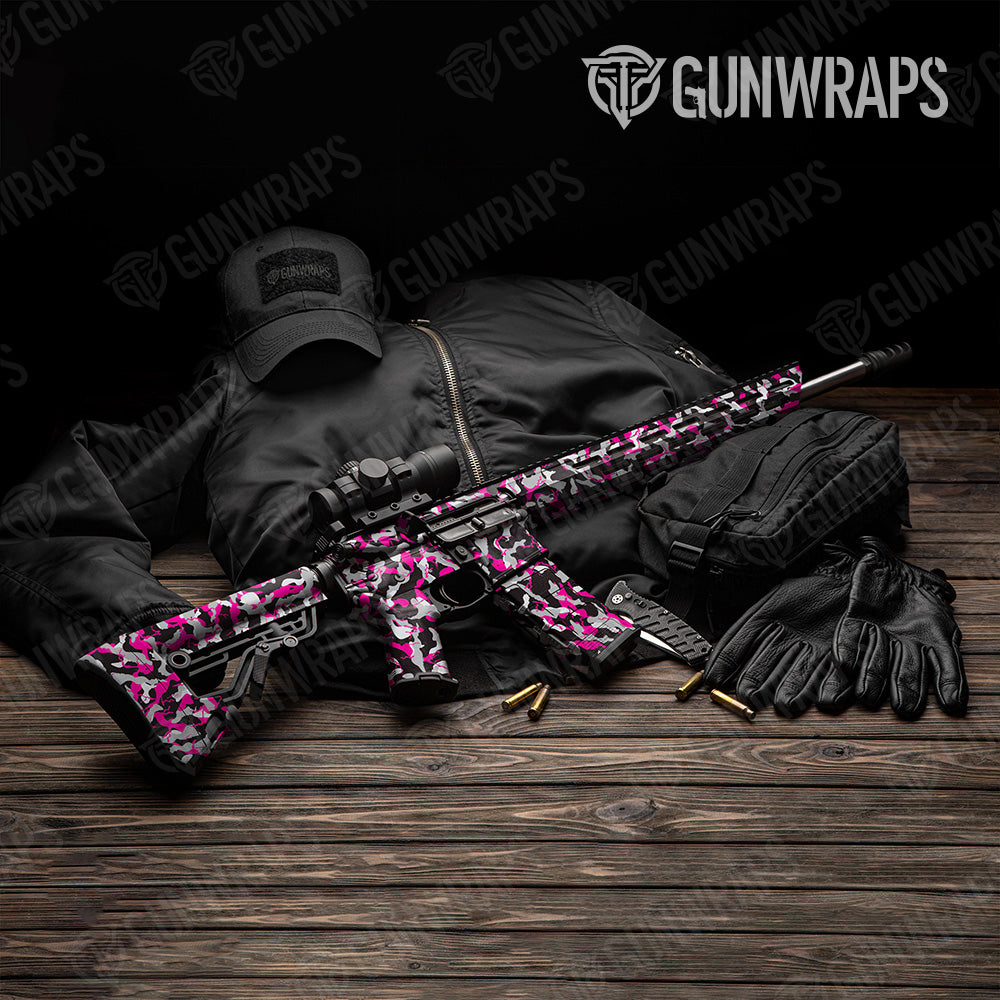 Ragged Magenta Tiger Camo AR 15 Gun Skin Vinyl Wrap