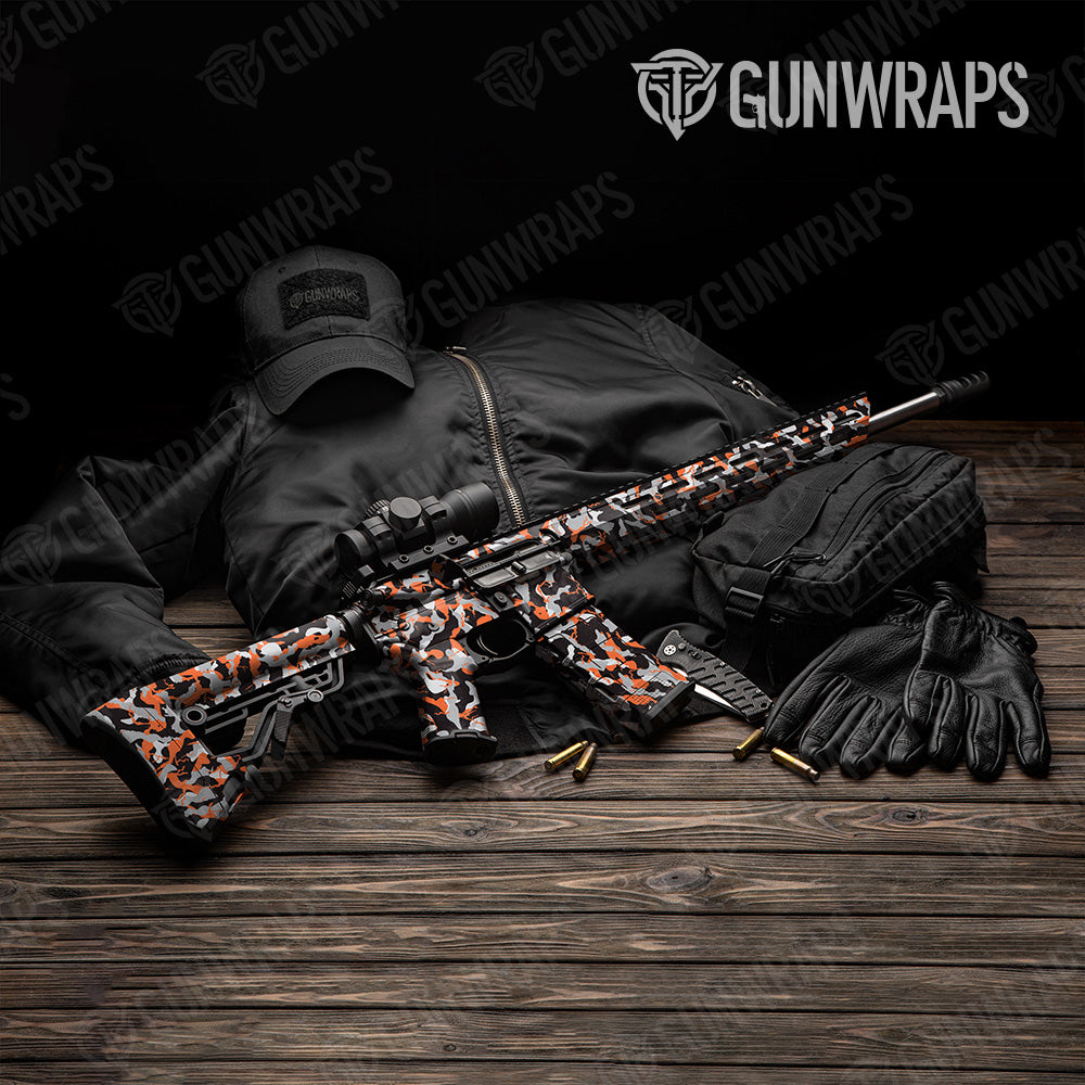 Ragged Orange Tiger Camo AR 15 Gun Skin Vinyl Wrap