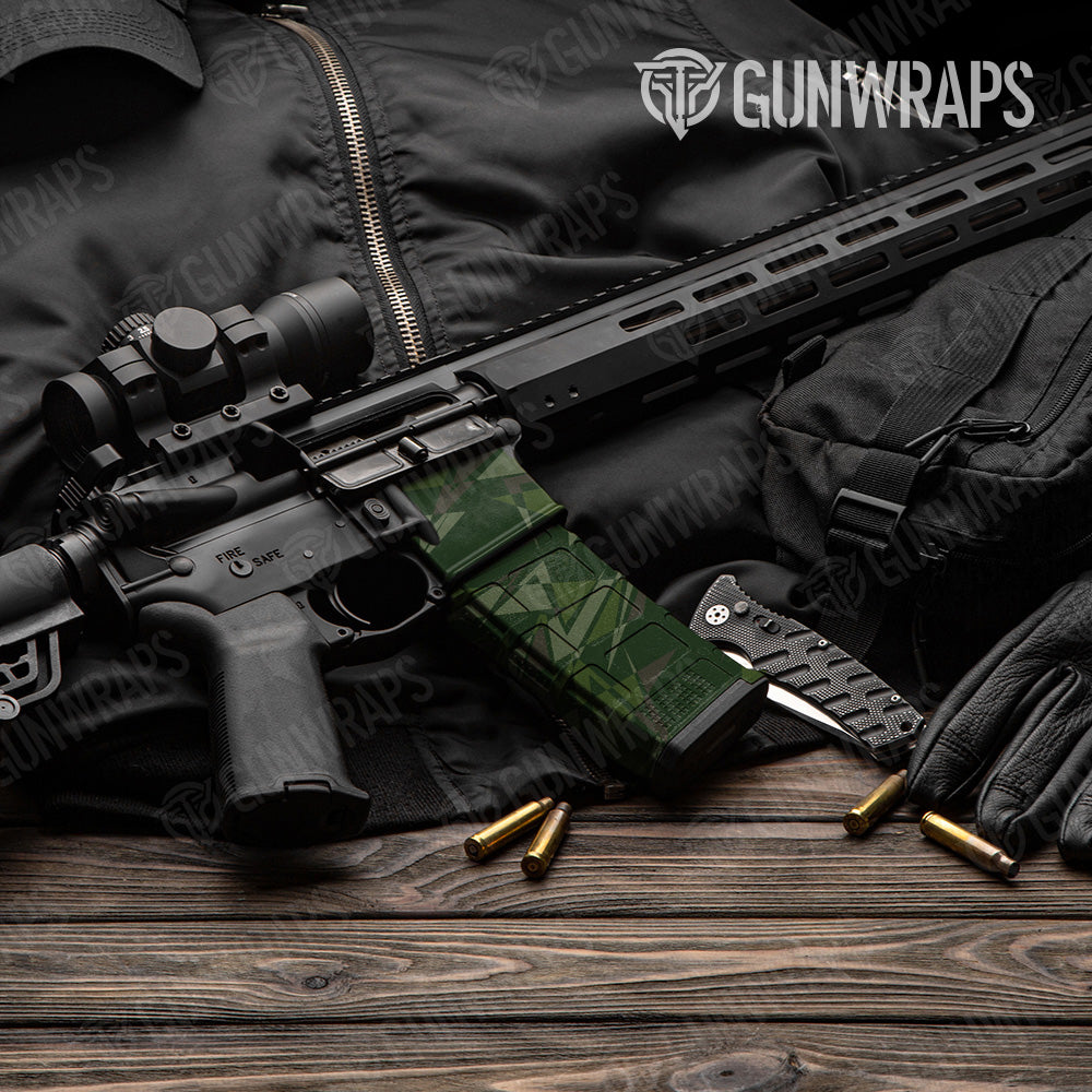 Sharp Army Dark Green Camo AR 15 Mag & Mag Well Gun Skin Vinyl Wrap