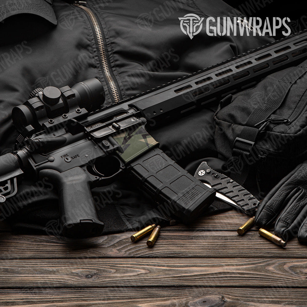 Sharp Militant Charcoal Camo AR 15 Mag Well Gun Skin Vinyl Wrap