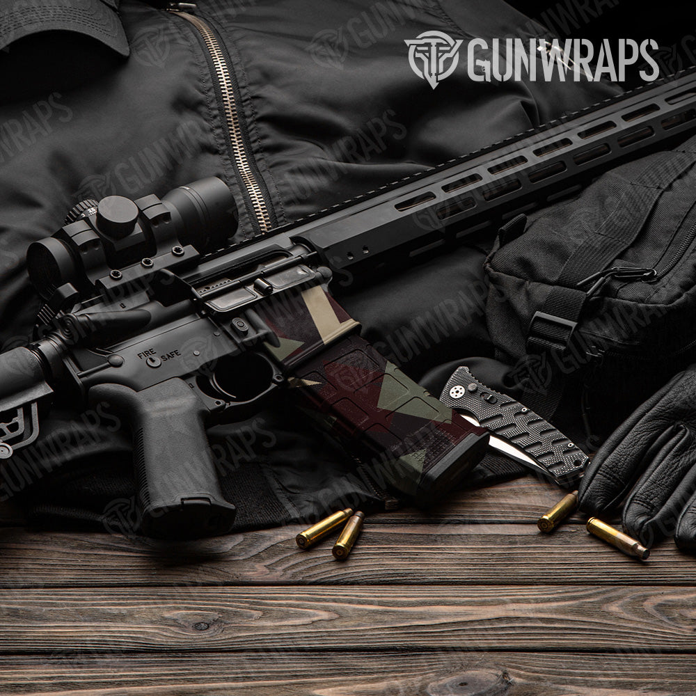 Shattered Militant Blood Camo AR 15 Mag & Mag Well Gun Skin Vinyl Wrap