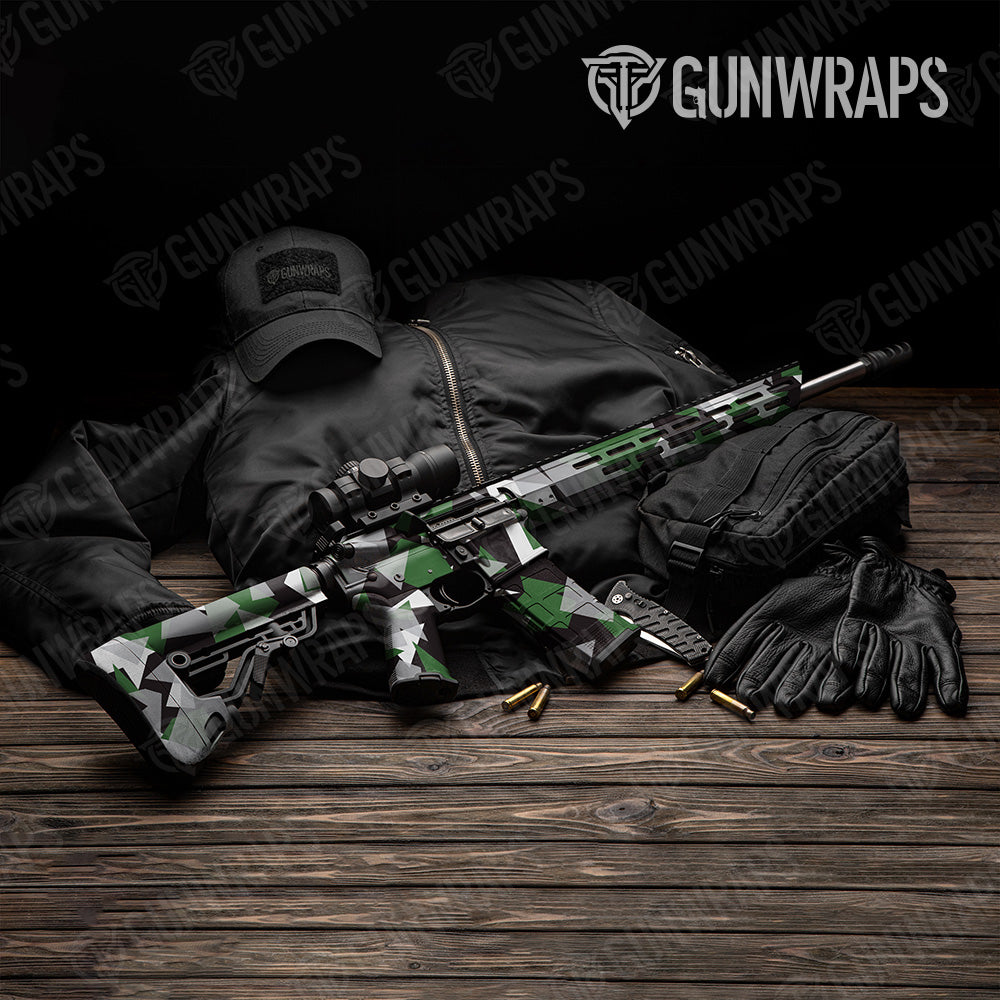 Shattered Green Tiger Camo AR 15 Gun Skin Vinyl Wrap