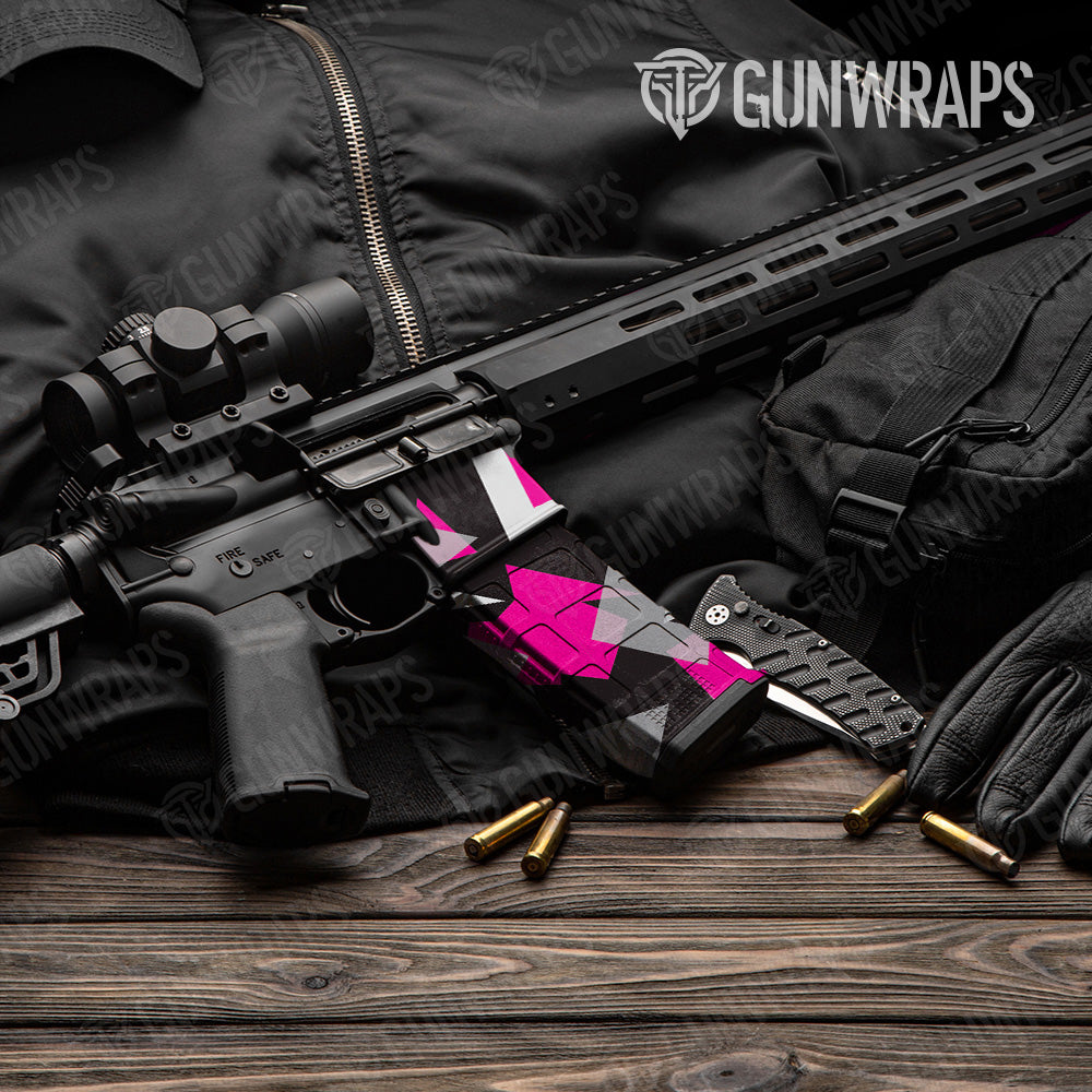 Shattered Magenta Tiger Camo AR 15 Mag & Mag Well Gun Skin Vinyl Wrap