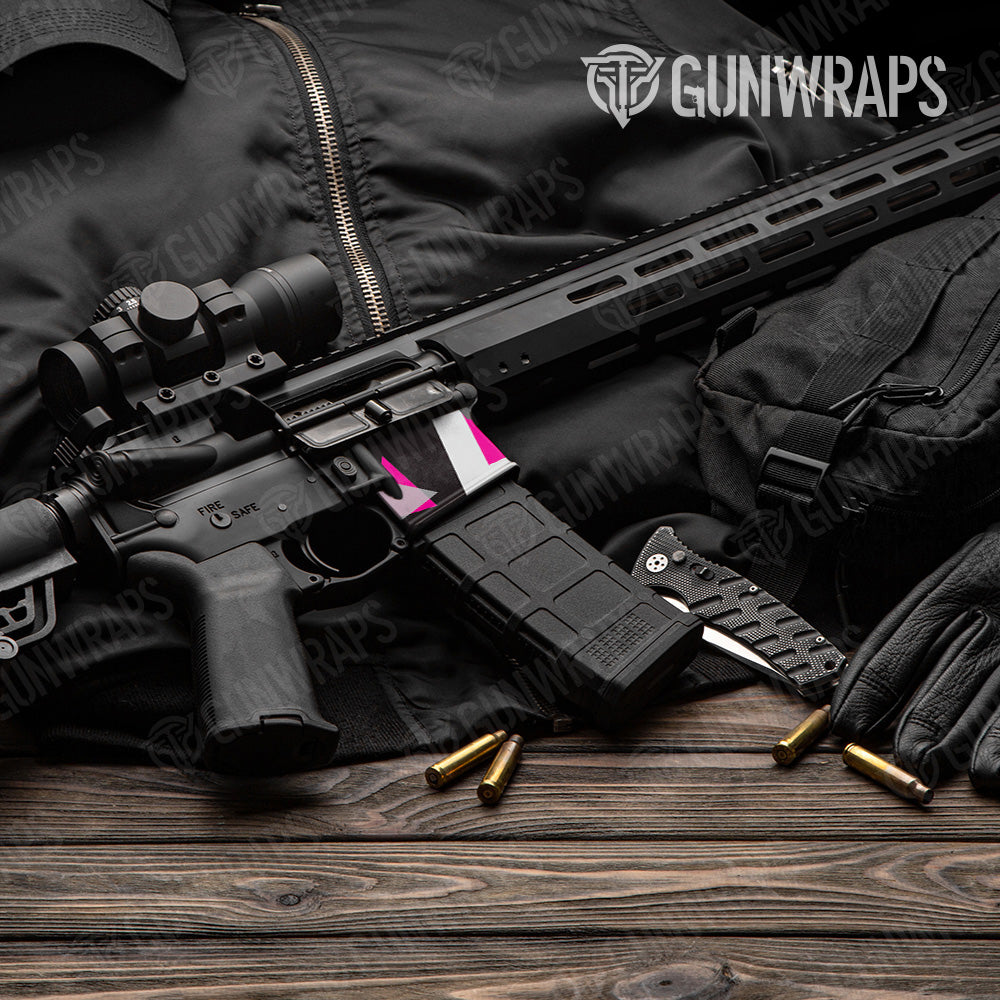 Shattered Magenta Tiger Camo AR 15 Mag Well Gun Skin Vinyl Wrap