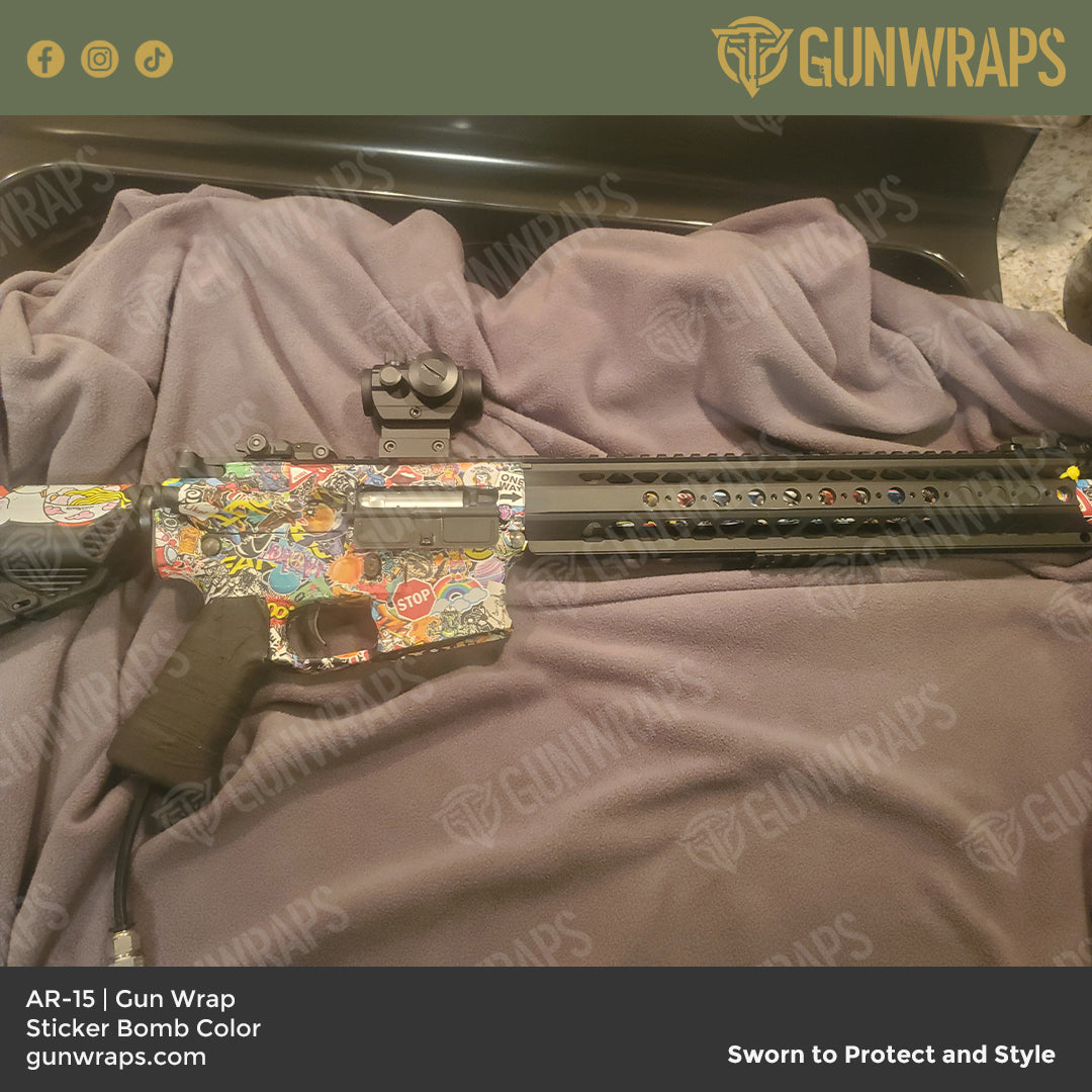 AR 15 Sticker Bomb Color Gun Skin Vinyl Wrap