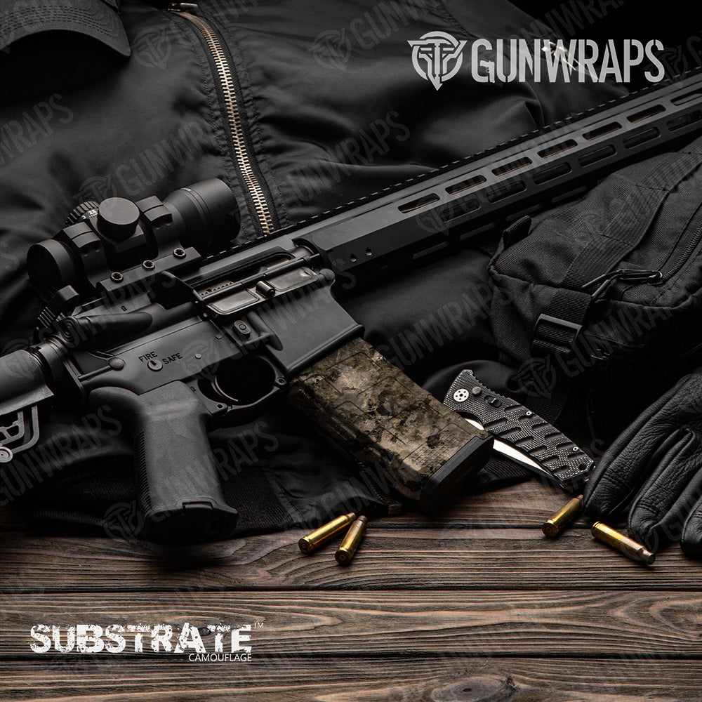 AR 15 Mag Substrate Sepia Camo Gun Skin Vinyl Wrap Film