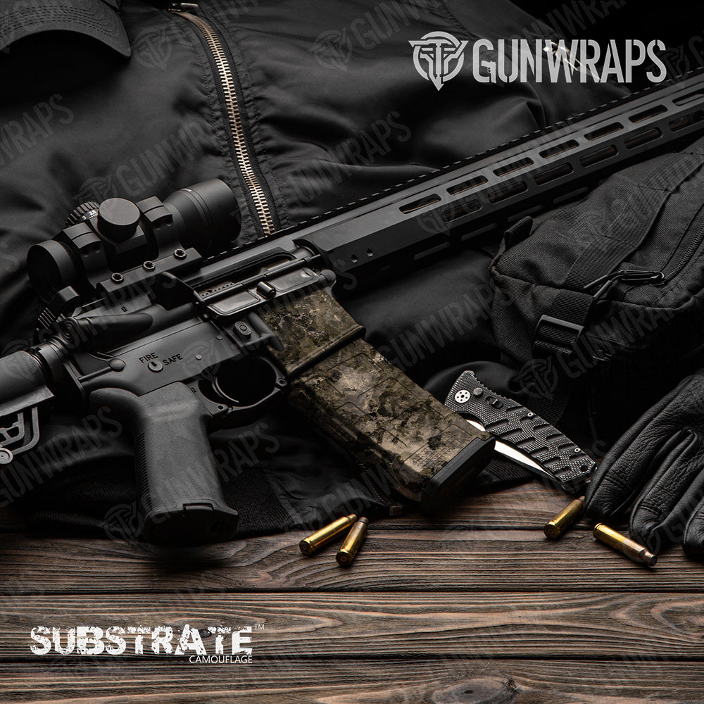 AR 15 Mag & Mag Well Substrate Sepia Camo Gun Skin Vinyl Wrap Film