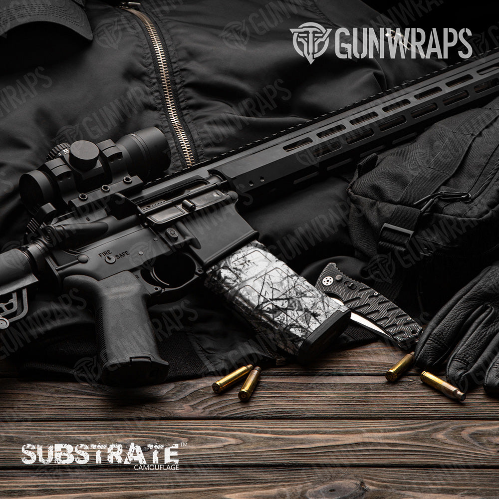 AR 15 Mag Substrate Snow Stalker Camo Gun Skin Vinyl Wrap Film