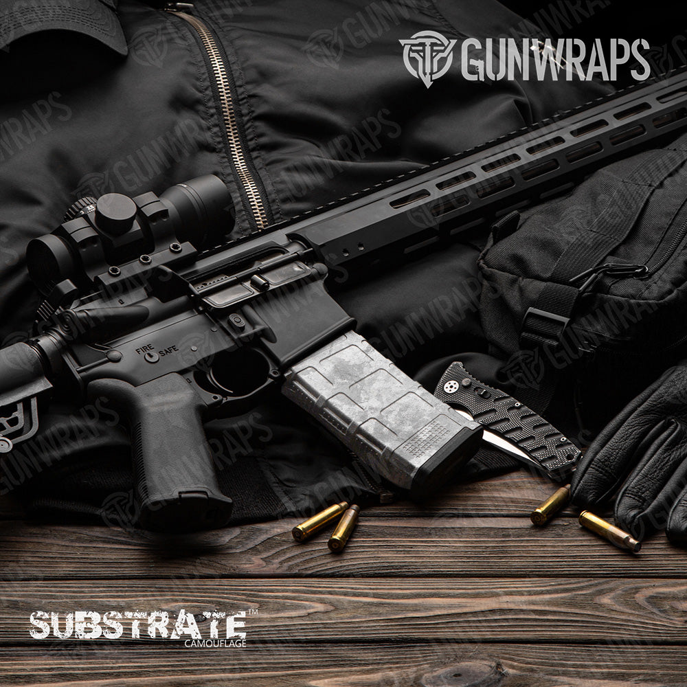 AR 15 Mag Substrate Snowstorm Camo Gun Skin Vinyl Wrap Film