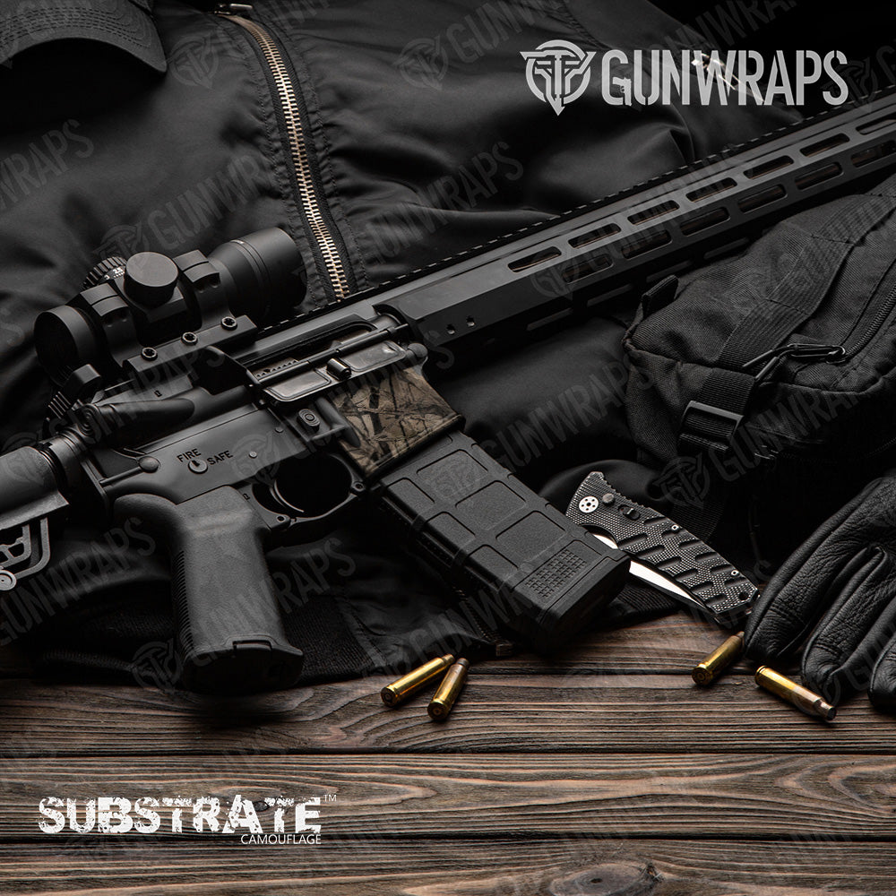 AR 15 Mag Well Substrate Shrub Stalker Camo Gun Skin Vinyl Wrap Film