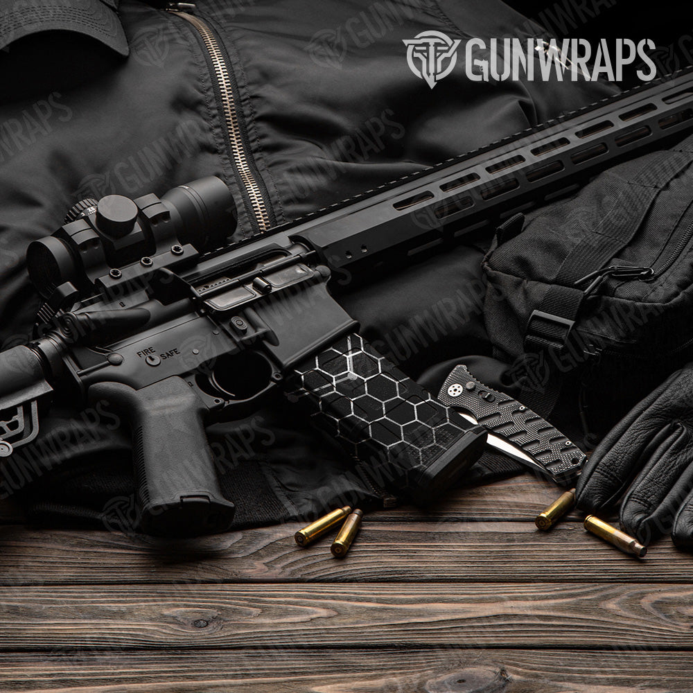 Vivid Hex White AR 15 Mag Gun Skin Vinyl Wrap